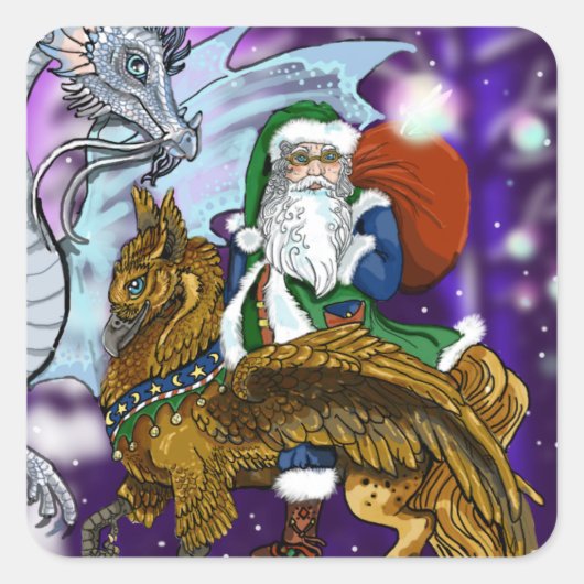 Mystical Santa Quadratischer Aufkleber (Vorderseite)