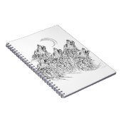 Mystical Schwarz-weiß Howling Wolves Art Notizblock (Rechte Seite)