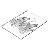 Mystical Schwarz-weiß Howling Wolves Art Notizblock (Linke Seite)