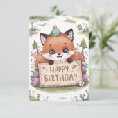 Mystical Simple Fox Geburtstag Karte (Stehend Vorderseite)