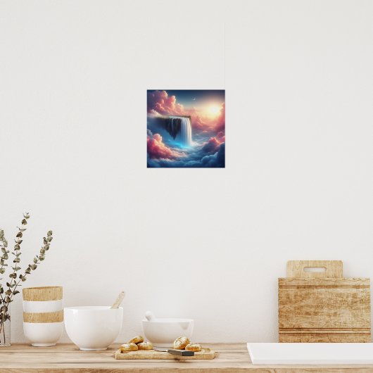 Mystical Sky Waterfall From Suspended Fantasy Poster (Küche)