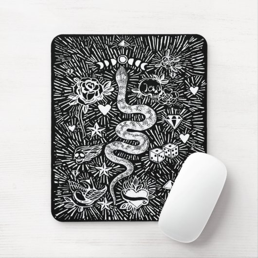 Mystical Snake Lunar White Mousepad (Mit Mouse)