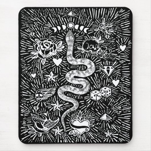 Mystical Snake Lunar White Mousepad (Vorne)