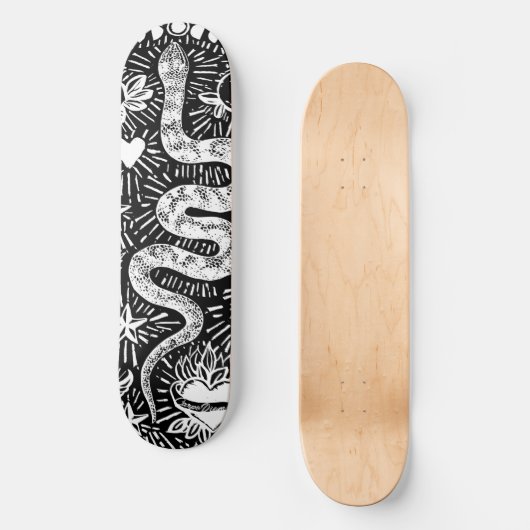 Mystical Snake Lunar White Skateboard (Vorderseite)