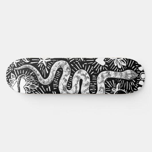 Mystical Snake Lunar White Skateboard (Horizontal)