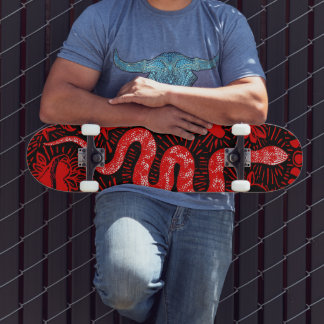 Mystical Snake Red Skateboard