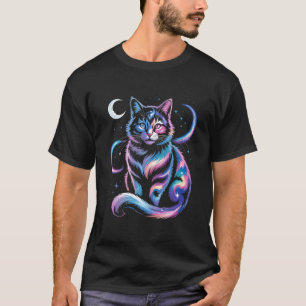 Mystical Space Cosmic Cat T-Shirt - Galaxy Kitten