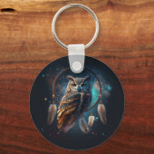 Mystical Space Owl with Dreamcatcher Art        Schlüsselanhänger (Rückseite)
