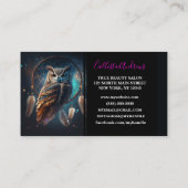 Mystical Space Owl with Dreamcatcher Art Visitenkarte (Rückseite)