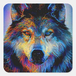 Mystical Spirit Wolf Quadratischer Aufkleber