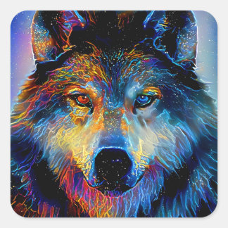 Mystical Spirit Wolf Quadratischer Aufkleber