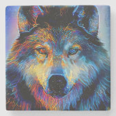 Mystical Spirit Wolf Steinuntersetzer (Vorderseite)