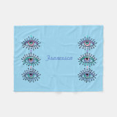 Mystical Spiritual Eyes Blue Fleece Blanka (Vorderseite (Horizontal))