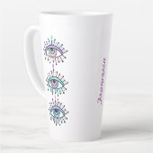 Mystical Spiritual Eyes - Third Eye Motif auf weiß Milchtasse (Linke Ecke)