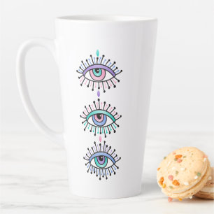Mystical Spiritual Eyes - Third Eye Motif auf weiß Milchtasse