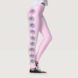 Mystical Spiritual Third Eyes Pink Leggings