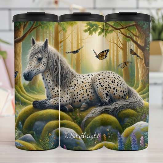Mystical Spotted Horse Forest Butterflies Thermosbecher
