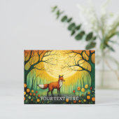 Mystical Spring Forest Fox Blumenbemalung Postkarte (Stehend Vorderseite)