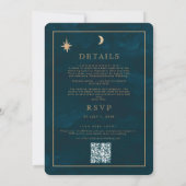 Mystical Stars Moon Celestial Qr Code Hochzeit Einladung (Rückseite)