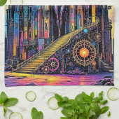 Mystical Steampunk Cathedral Geschirrtuch (Gefaltet)