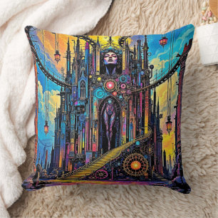 Mystical Steampunk Cathedral Kissen