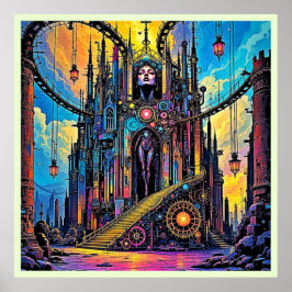 Mystical Steampunk Cathedral Poster