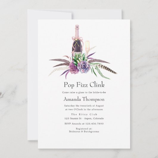 Mystical Succulator Pop Fizz Clink Brautparty Einladung (Vorderseite)