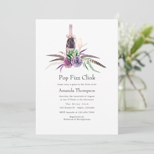 Mystical Succulator Pop Fizz Clink Brautparty Einladung (Stehend Vorderseite)