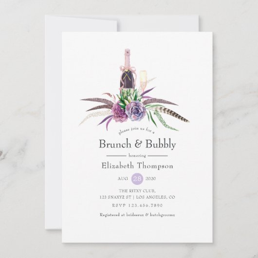 Mystical Succulous Brunch and Bubbly Brautparty Einladung (Vorderseite)