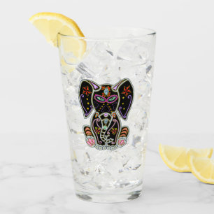 Mystical Sugar Skull Elephant Glas