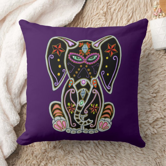 Mystical Sugar Skull Elephant Kissen (Decke)