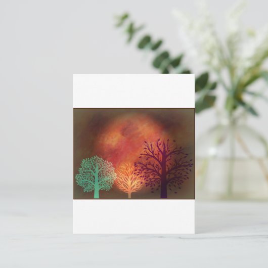 Mystical Sun Trees Postkarte (Stehend Vorderseite)