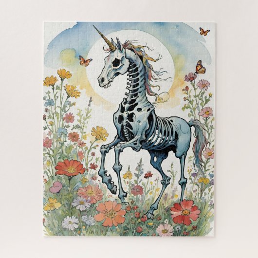 Mystical Sunrise Unicorn Skelett Floral Puzzle (Vertikal)