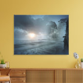 Mystical Sunset on Beach Ocean Cliff Scene Artwork Leinwanddruck (Insitu (Wohnzimmer))