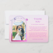 Mystical Sunset Pink Sun Moon Star Foto Wedding Dankeskarte (Vorderseite)