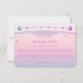 Mystical Sunset Pink Sun Moon Star Foto Wedding Dankeskarte (Vorderseite)