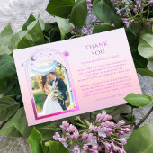 Mystical Sunset Pink Sun Moon Star Foto Wedding Dankeskarte