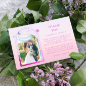 Mystical Sunset Pink Sun Moon Stars Foto Hochzeit Dankeskarte