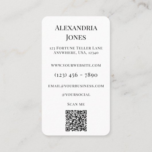 Mystical Tarot Card Black and White Chiropraktor Visitenkarte (Rückseite)
