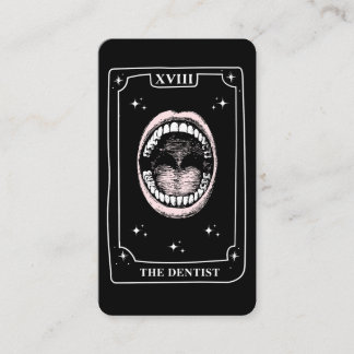 Mystical Tarot Card Black and White Dentist Visitenkarte