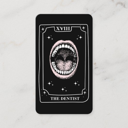 Mystical Tarot Card Black and White Dentist Visitenkarte (Vorderseite)