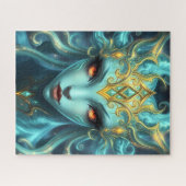Mystical Teal Goddess with Radiant Ember Eyes Puzzle (Horizontal)