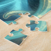 Mystical Teal Goddess with Radiant Ember Eyes Puzzle (Seite)