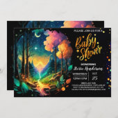 Mystical Timber Grove Magic Baby Dusche Einladung (Vorne/Hinten)