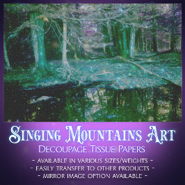 Mystical Twilight Forest Reflection Pond Decoupage Seidenpapier