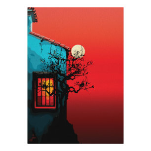 Mystical Twilight Window Scene Fotodruck