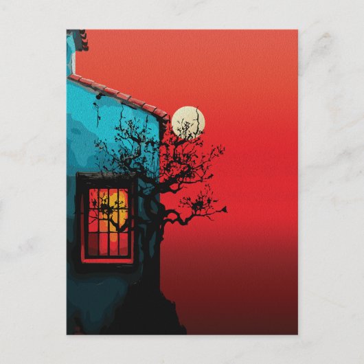 Mystical Twilight Window Scene Postkarte (Vorderseite)