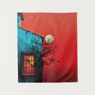 Mystical Twilight Window Scene Wandteppich