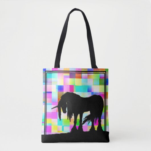 Mystical Unicorn (farbig kariert) Tasche (Vorderseite)