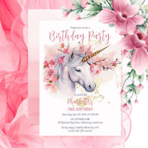 Mystical Unicorn Floral Girl 2. Geburtstag Party